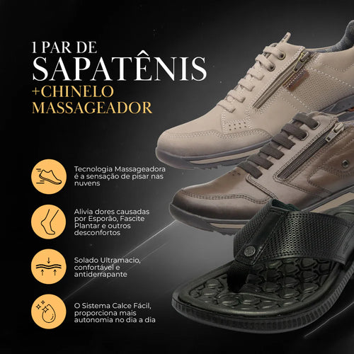 Kit Pegada Sapatênis Ortopédico + Chinelo Massageador [Envio Nacional] - Queima Estoque 🔥